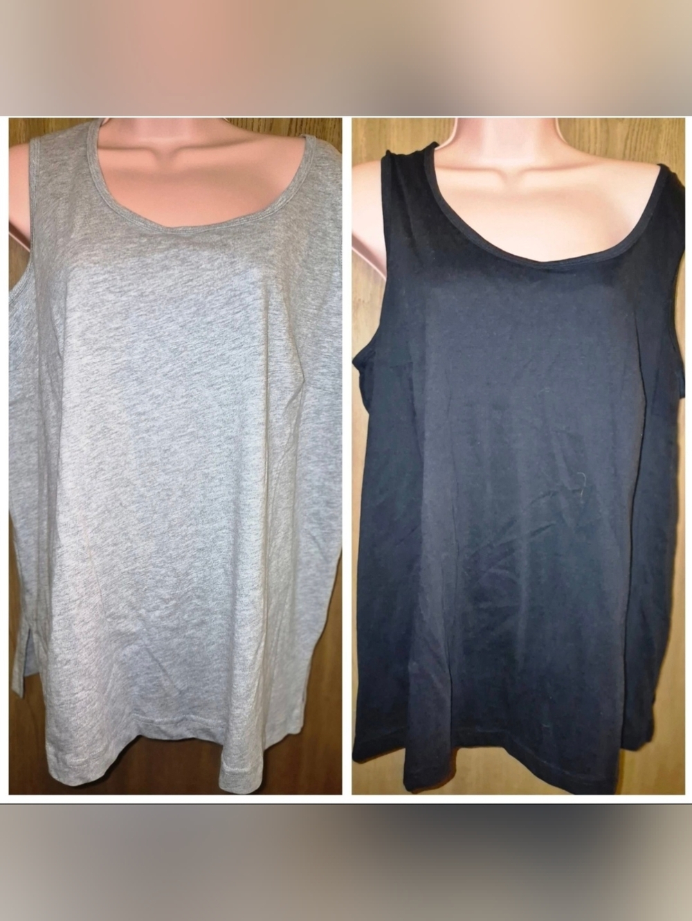 Woman Within Tank Top Lot Bundle Sleeveless Shirt Size M 14/16 XL Black Gray